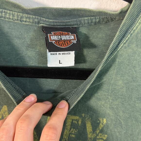 Harley-Davidson Ocala Florida Graphic T-Shirt Men’s L Distressed Green Tee - Picture 3 of 6